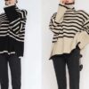 Women Long-Sleeve-Sweaters Stripe.