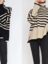 Women Long-Sleeve-Sweaters Stripe.